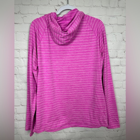 GapFit Women's Kabru funnel Neck hooded pink striped Long Sleeve Shirt sz XL GUC - Picture 7 of 7